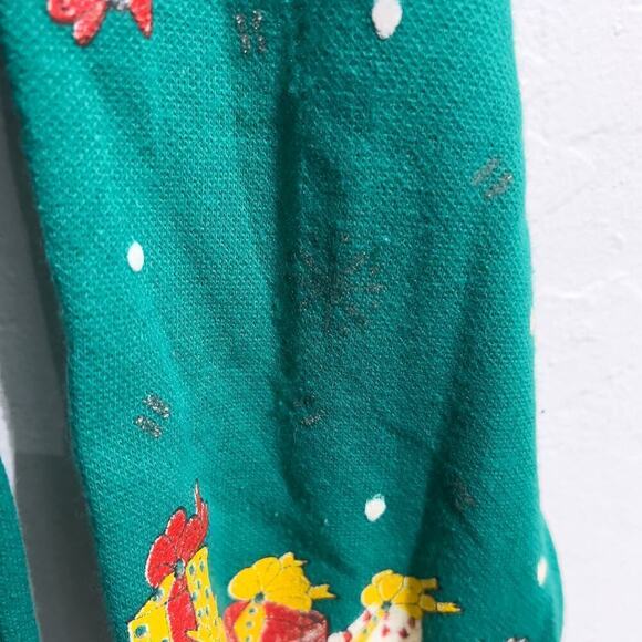 Vintage Holiday Time Sweatshirt Womens Medium Crew Green Christmas Ugly Santa - Picture 6 of 7